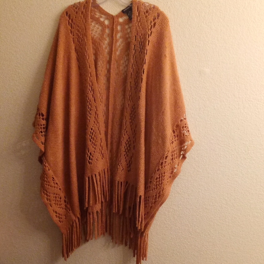 Max Edition Fringed Tan Open Cardigan B12 X